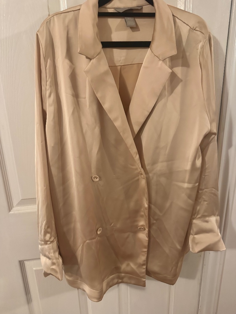 Cream Satin Double Breasted Blouse